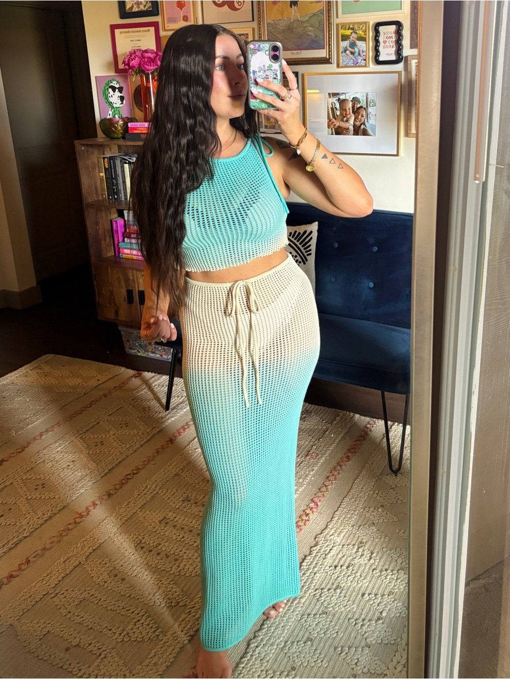 Princess Polly Auralia Crochet Knit Skirt Set